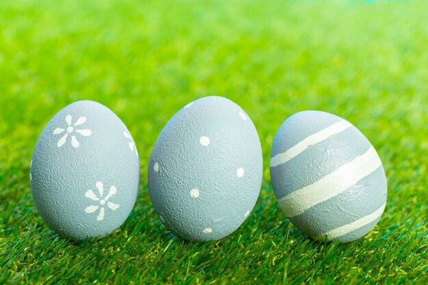 Easter eggs on the grass