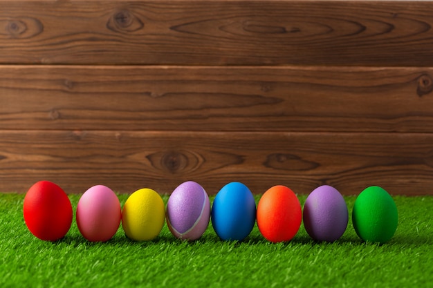 Easter eggs on the grass