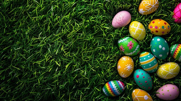 Easter eggs on grass