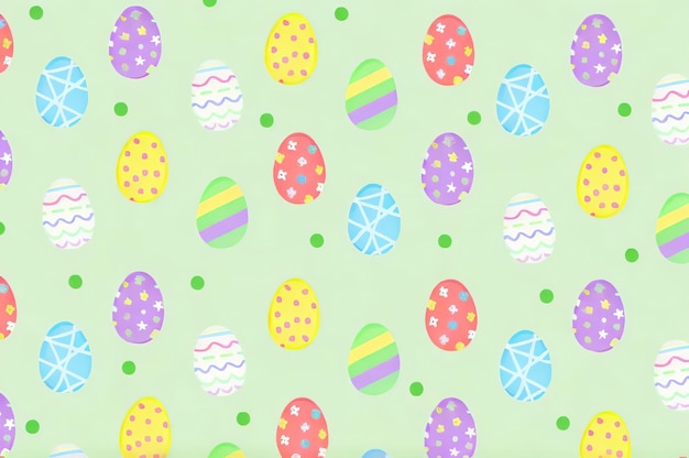 Easter eggs on a green background