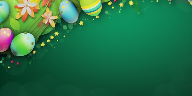 Easter eggs on a green background