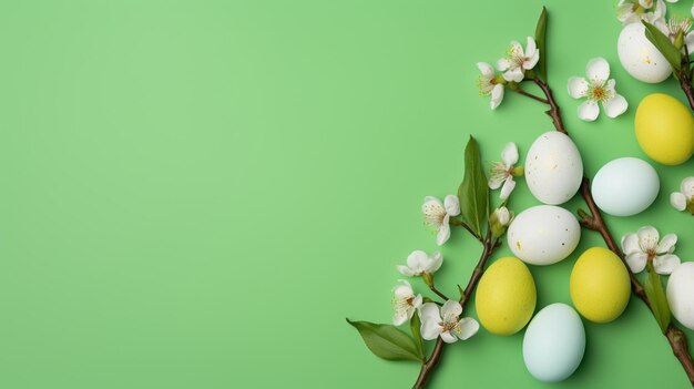 Easter eggs green gradient color easter minimal trend frame shadow at sunlight light backdrop copyspace