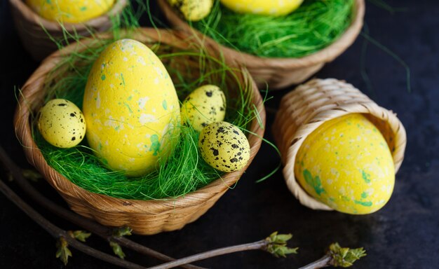 Uova di pasqua in erba verde