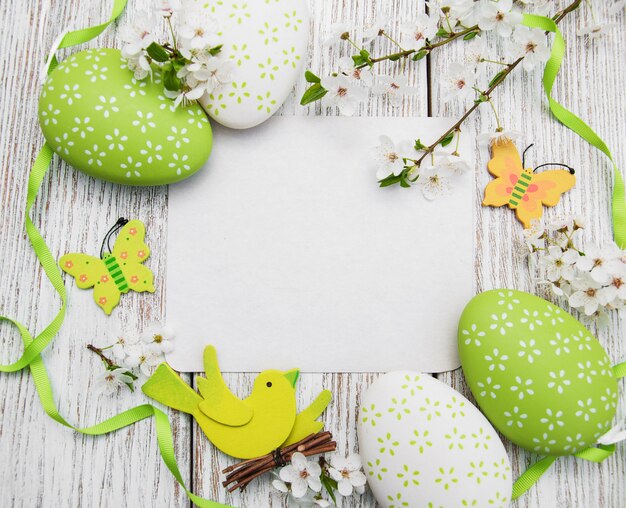 Easter eggs and greeting card