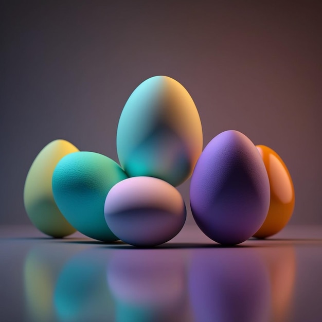 Easter eggs group of colorful eggs are stacked together and the bottom one is purple