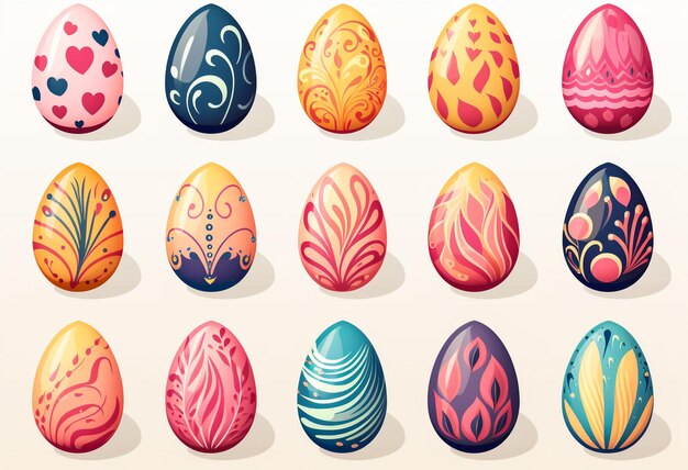 Easter eggs icons Easter day festival Vector illustration