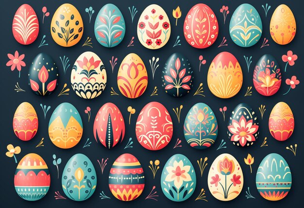 Easter eggs icons Easter day festival Vector illustration