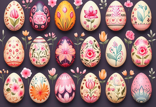 Easter eggs icons Easter day festival Vector illustration