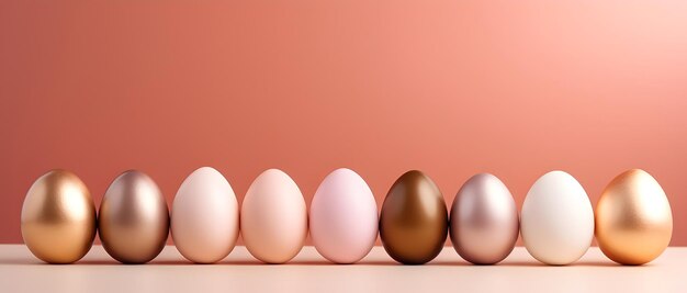 Easter eggs on light bronze background