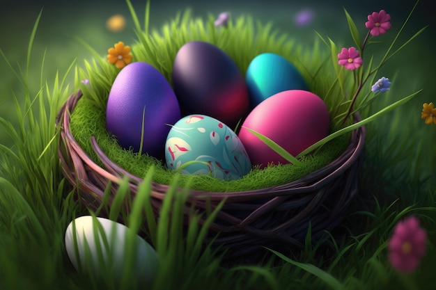 Easter eggs in a nest wallpapers