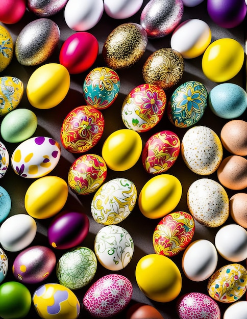 Easter eggs in a nest on a white background