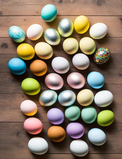 easter eggs in a nest on a white background