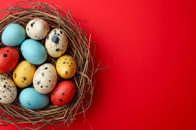 easter eggs in a nest