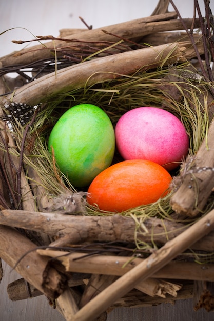 Easter eggs in the nest