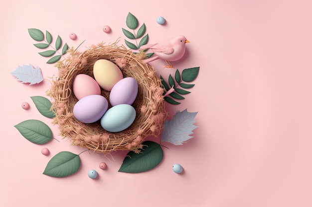 Easter eggs in the nest