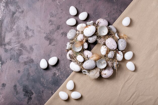 Easter eggs ornaments on a table