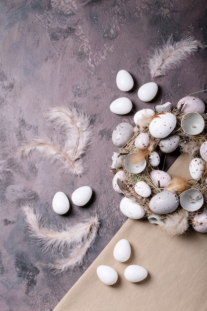 Easter eggs ornaments on a table