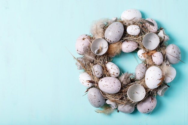 Easter eggs ornaments on a table