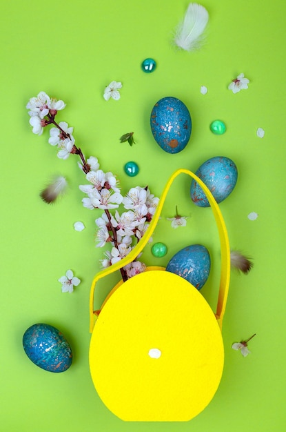 Easter eggs painted blue with natural dye