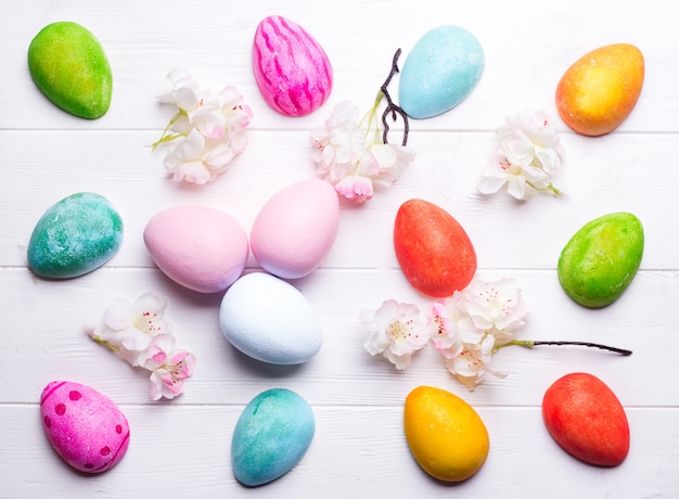 Easter eggs painted in colors