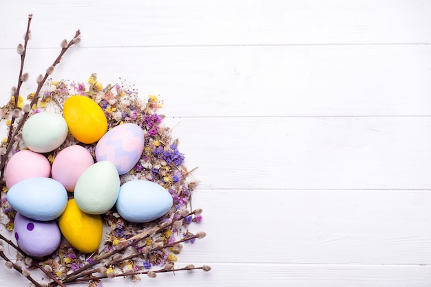 Easter eggs painted in colors