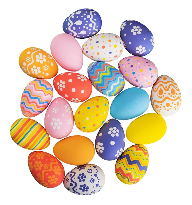 Photo easter eggs painted in different colors