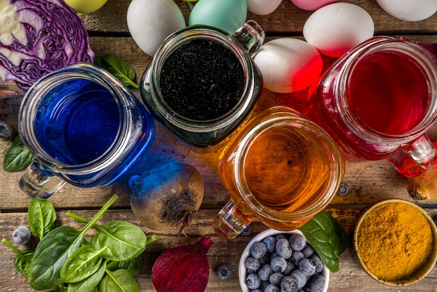 Easter eggs painted with natural dye