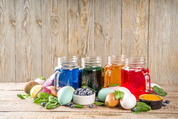 Easter eggs painted with natural dye