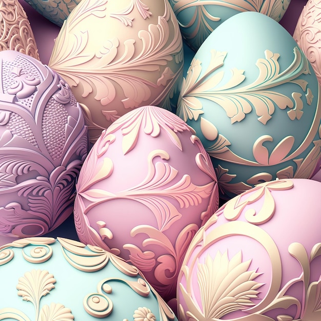 easter eggs in pastel colors