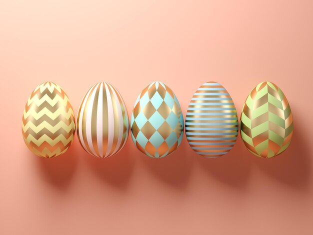 Easter eggs on pink background 3d illustration