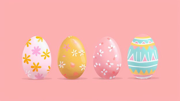 easter eggs on a pink background