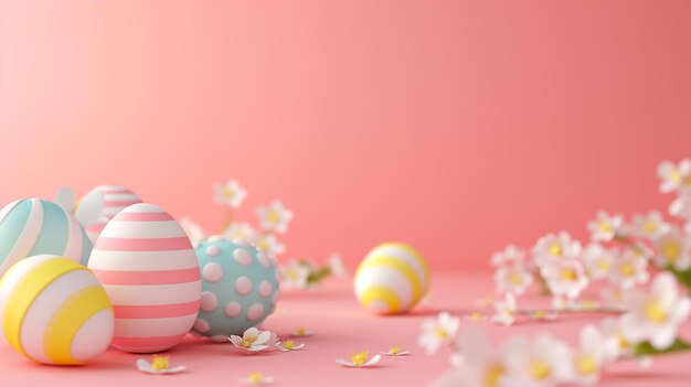 Photo easter eggs pink background