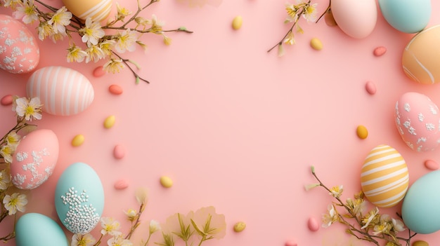 Easter eggs pink background