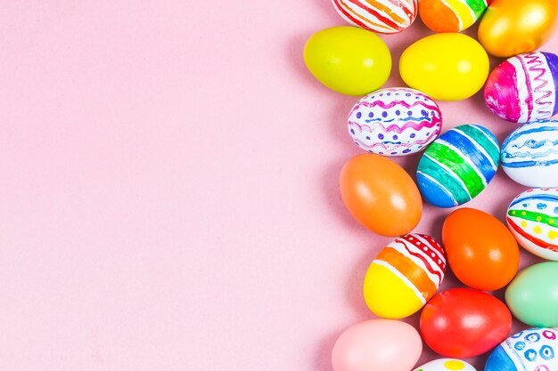 Easter eggs on Pink background