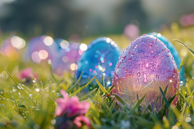 Foto uova di pasqua di colore rosa