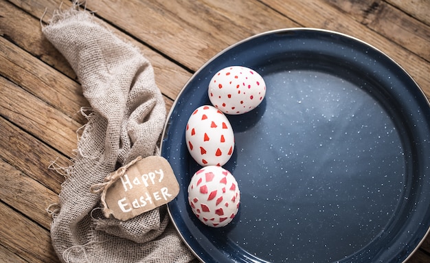 Easter eggs on a plate