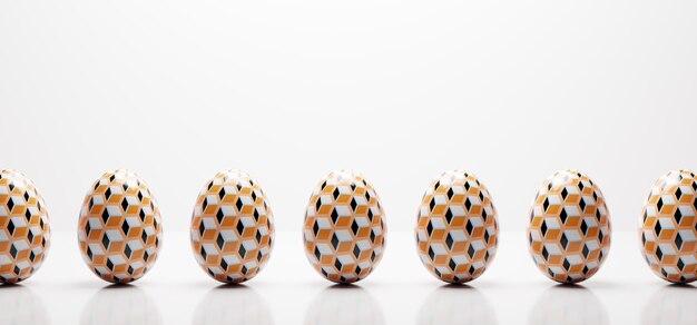 Easter eggs in retro cubic pattern pattern