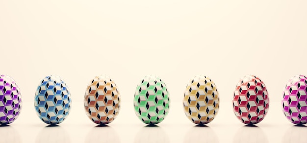 Easter eggs in retro cubic pattern