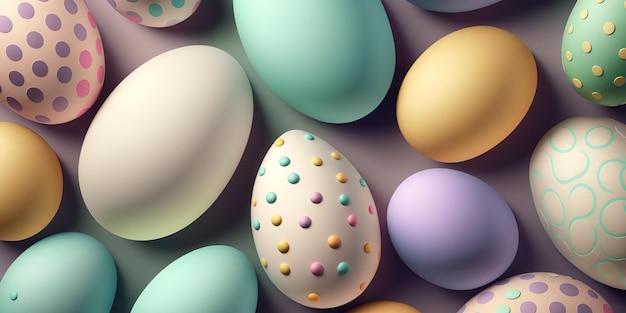 Easter eggs seamless background in pale colors