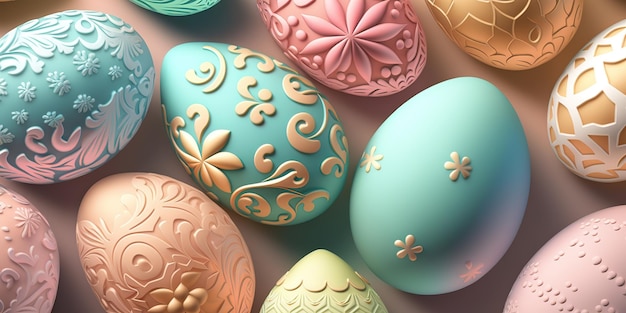 Easter eggs seamless background in pale colors