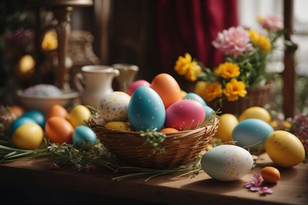 Foto uova di pasqua su ardesia