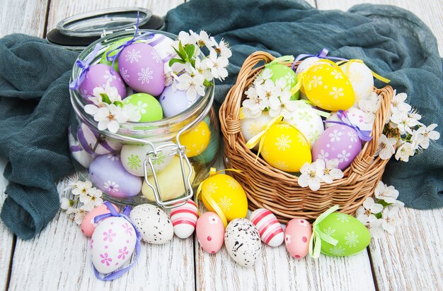 Easter eggs and spring  blossom