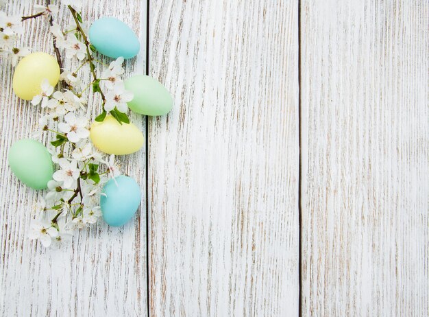 Easter eggs and spring  blossom