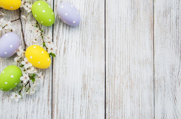 Easter eggs and spring  blossom