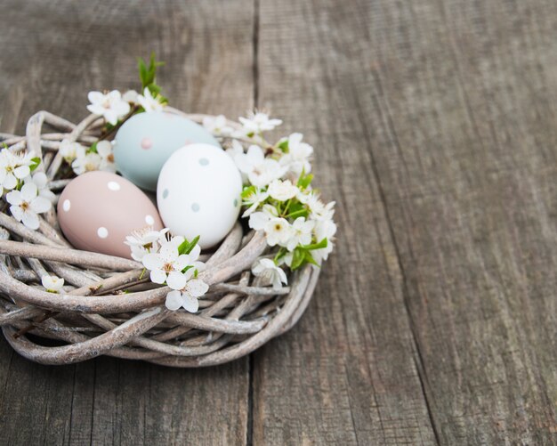 Easter eggs and spring  blossom