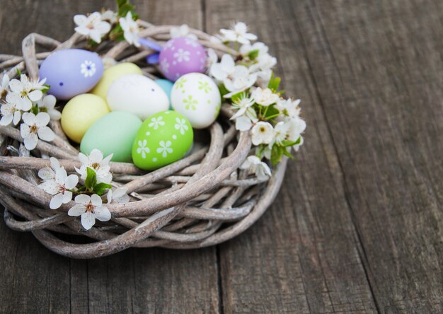 Easter eggs and spring  blossom