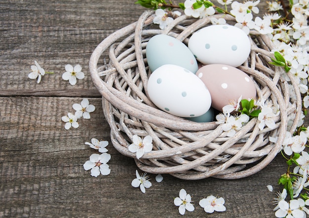 Easter eggs and spring  blossom