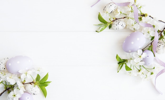 Easter eggs and Spring cherry blossom