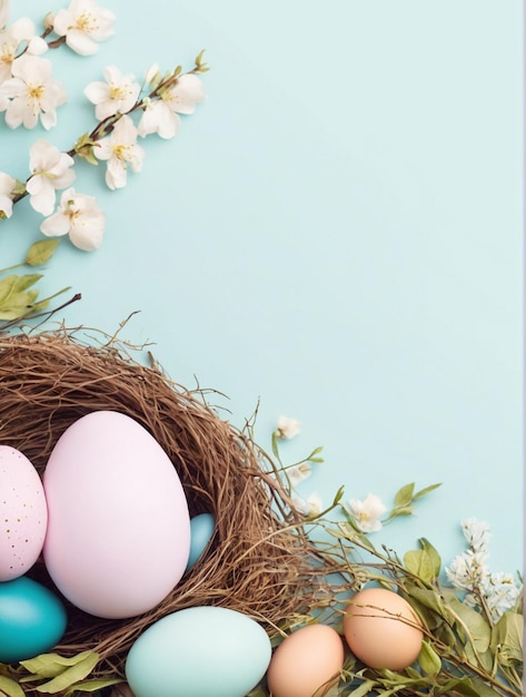 Photo easter eggs and spring decor ai