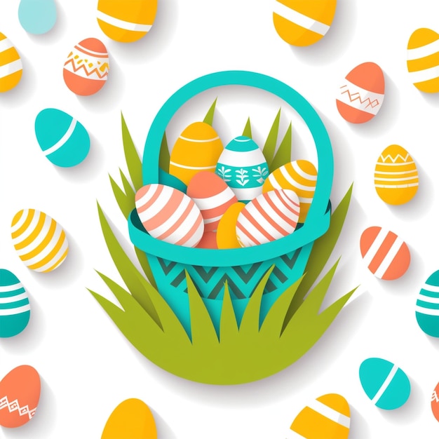 Easter eggs Various Easter elements seamless pattern Illustration